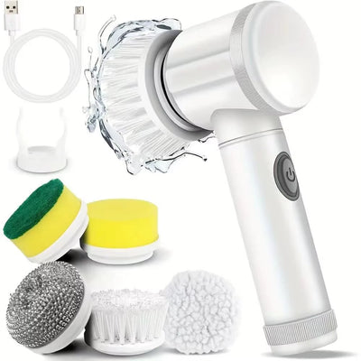 Electric Spin Scrubber 5 in 1 Electric Cleaning Brush Bathroom Cleaning Brush with 5 Replaceable Heads, Handheld Cleaning Brush
